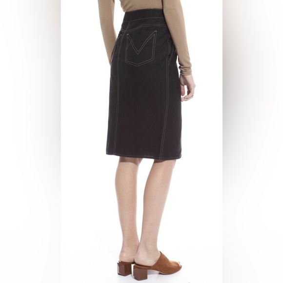 MaxMara Black Linen Midi Pencil Skirt 6 US - Picture 3 of 15